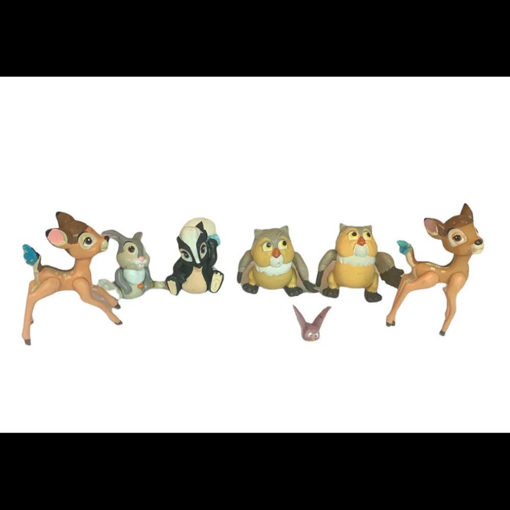 Disney Classic Bambi Figures Thumper Owl Flower toys Lot Of 7